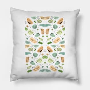 Abstract Mid Century modern Watercolor in Teal Orange and Green Pillow