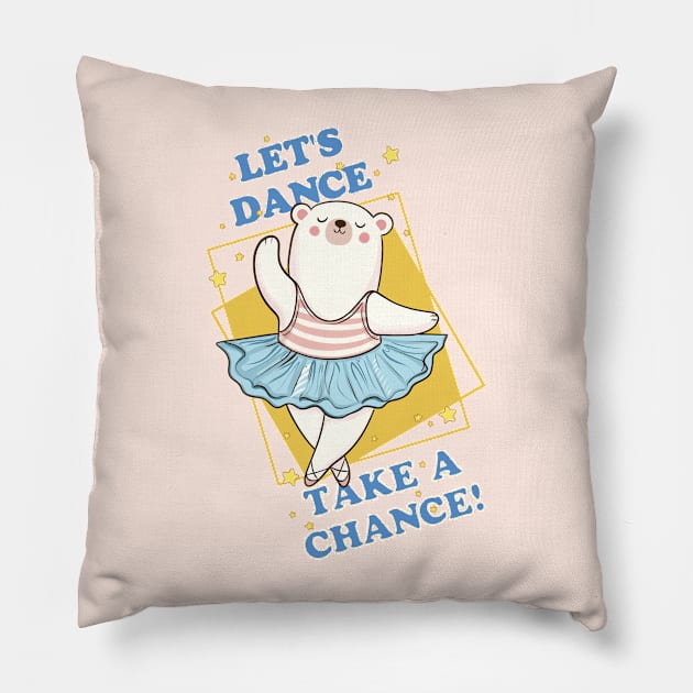 Polar white bear is dancing Pillow by Verbinavision