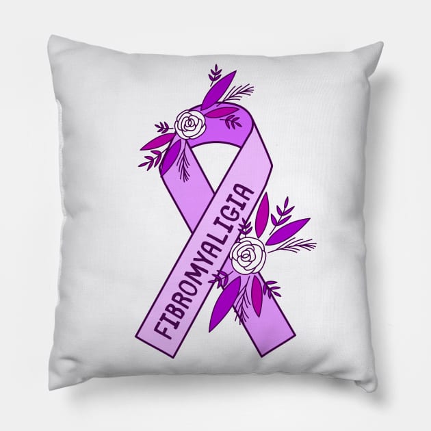 Fibromyalgia Awareness Ribbon Pillow by Sloth Station