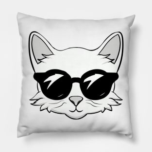 A White Cat in Black Sunglasses Sets a New Trend Pillow