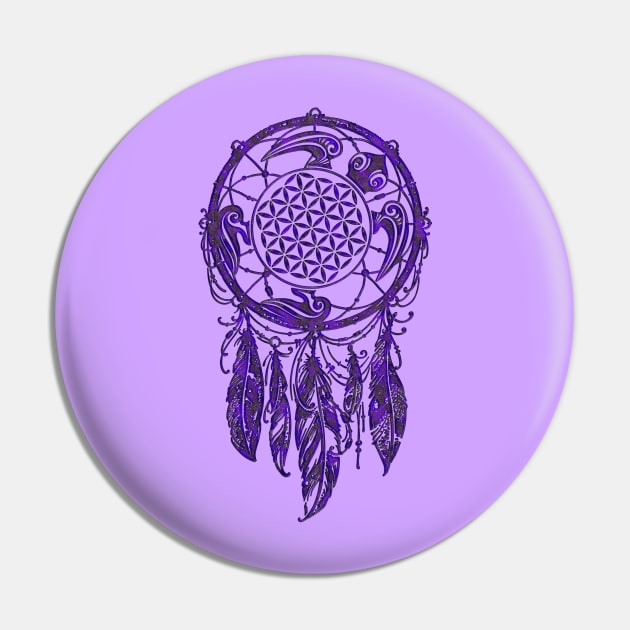 Dreamcatcher Flower Of Life Sea Turtle Violet Pin by EDDArt