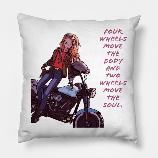 Anime Biker Girl Pillow by DravenWaylon