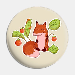 Sleepy Strawberry Fox Pin