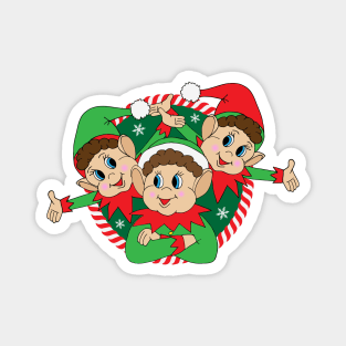 Cute Christmas Elves Magnet