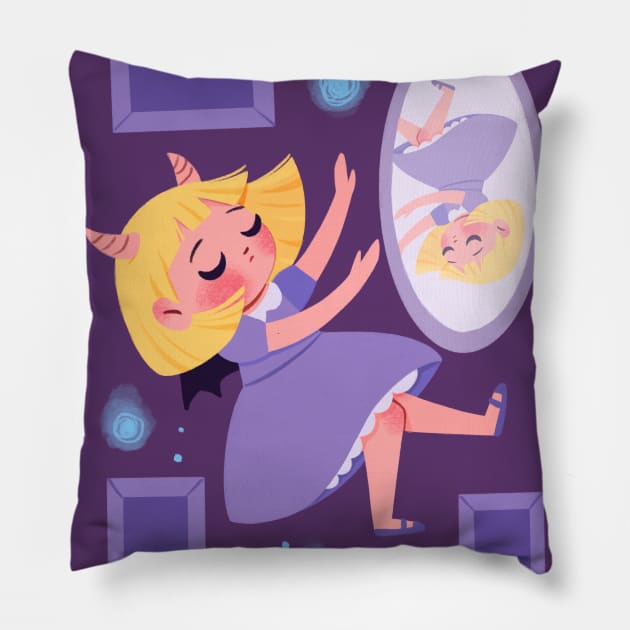 Falling Demon Pillow by Lobomaravilha