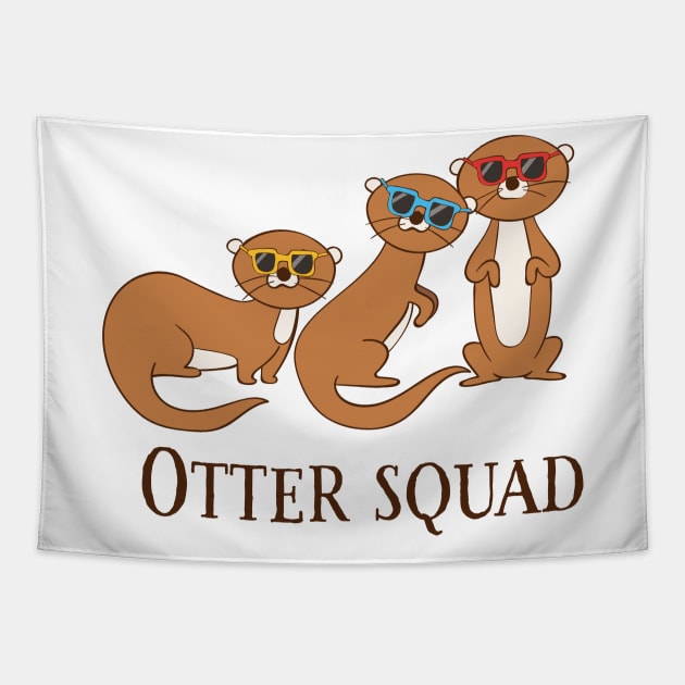 Otter Squad, Funny Cute Otter Squad Tapestry by Dreamy Panda Designs