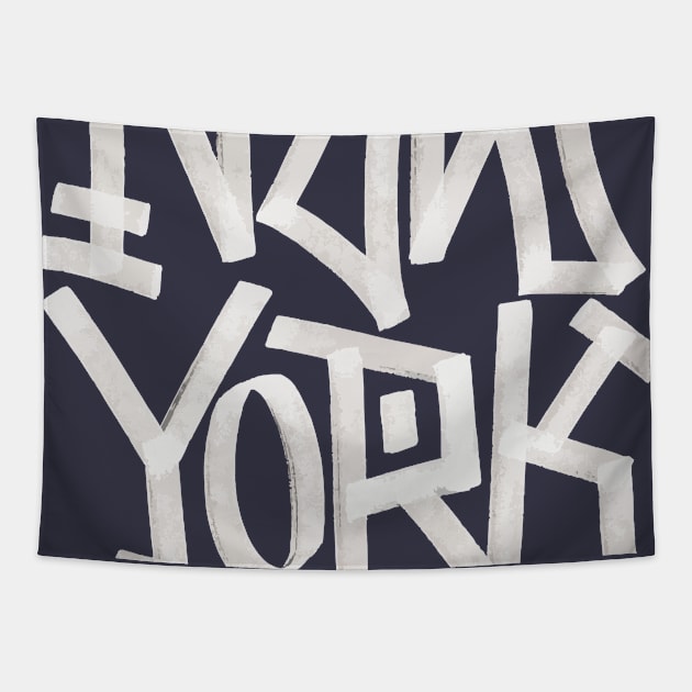 New York Tag 2 (White on black) Tapestry by Francis_Abstract_97