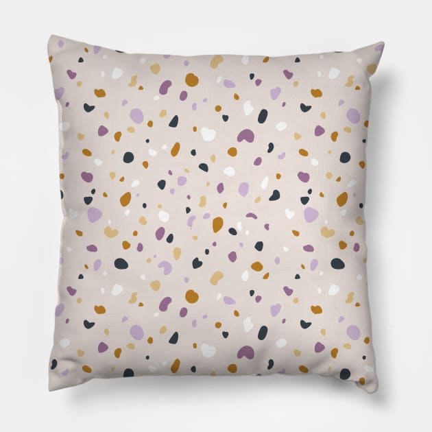 Neutral and purple abstract terrazzo texture Pillow by Stolenpencil