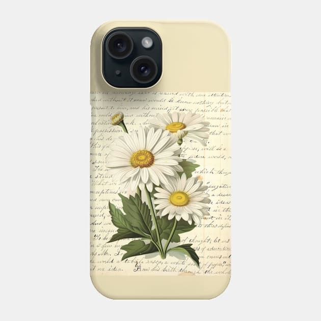 Daisy Botanical on Antique Letter Collage Phone Case by missdebi27