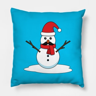 Funny Snowman with Mustache and Carrot Pillow