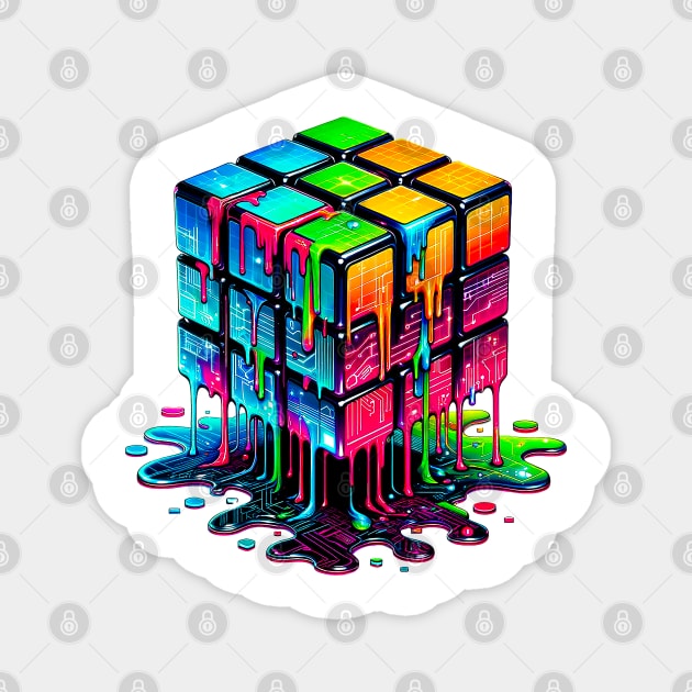 Meltdown Genius, Rubik's Cube Magnet by Gold Turtle Lina