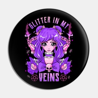 Glitter In My Veins Witchcraft Manga Anime Girl Pin