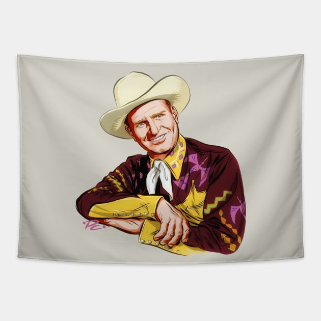 Gene Autry - An illustration by Paul Cemmick Tapestry by PLAYDIGITAL2020