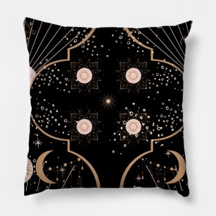 Celestial pattern in gold and pink Pillow