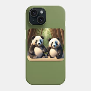 Cute panda bear friends Phone Case