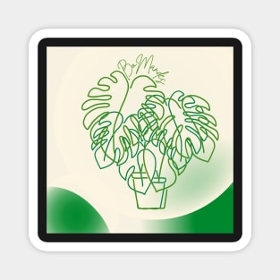 Simple monstera oneline design Magnet