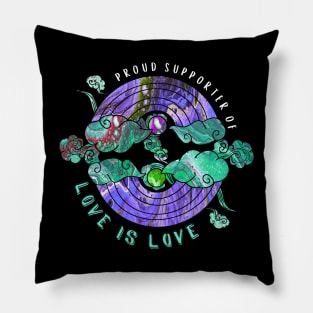 Proud Supporter of Love is Love Rainbows - Purple & Teal Pillow