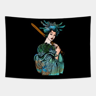 Japanese Geisha Sword Samurai Warrior 110 Tapestry