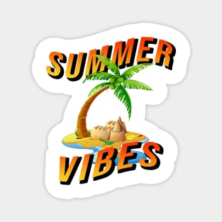 Summer Vibes with palm tree on island Magnet