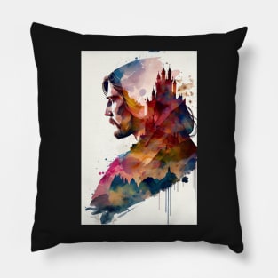 Knight and Castle Double Exposure Pillow