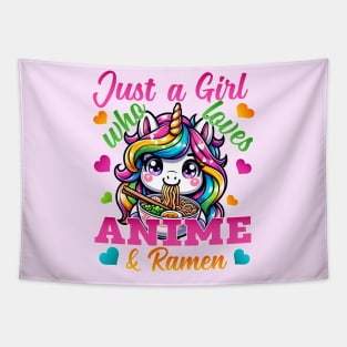 Kawaii Just A Girl Who Loves Anime Unicorns & Ramen Noodles Tapestry