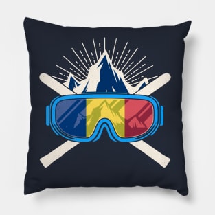 Romania Ski Skiing Romanian Flag Skier Pillow