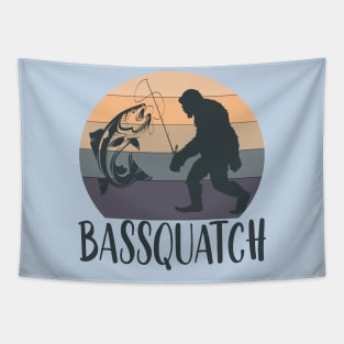 Bassquatch fisherman funny bigfoot gift Tapestry
