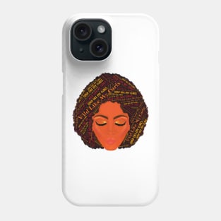 Wild Like My Curls Curly Afro (White Background) Phone Case