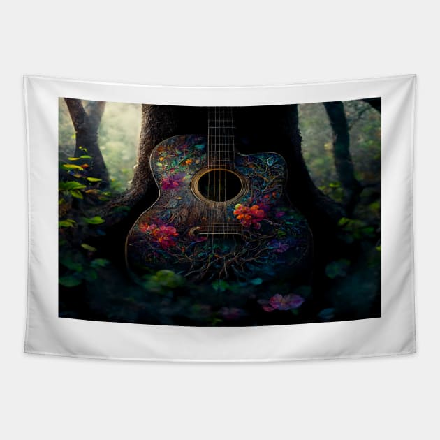 Acoustic Guitar Tree Of Life / Unwind Art Work Design Tapestry by Unwind-Art-Work