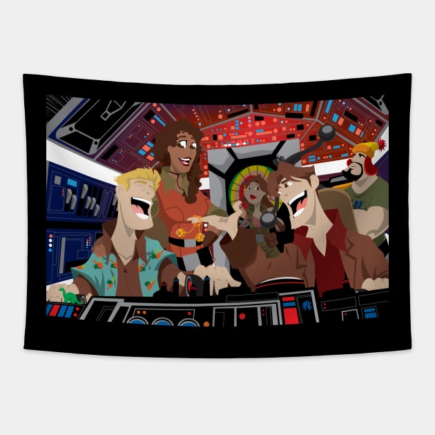 Space Smugglers Mix Up Tapestry by CuddleswithCatsArt