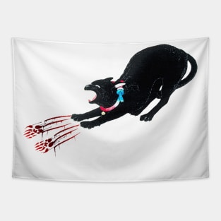 Black Cat Hissing Tapestry