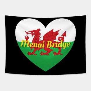 Menai Bridge Wales UK Wales Flag Heart Tapestry