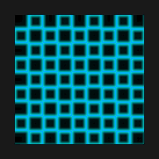 Cool Neon Blue Checker Pattern by Atomus