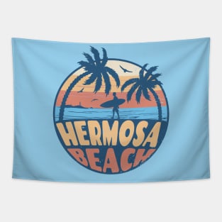 Vintage Surfing Hermosa Beach, California // Retro Summer Vibes // Grunge Surfer Sunset Tapestry