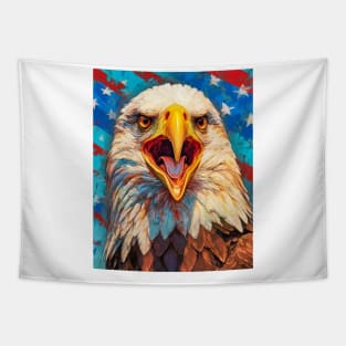 Freedom's Colors: Pop Art Bald Eagle and American Flag Tapestry