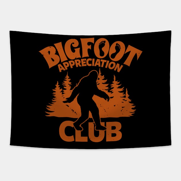 Bigfoot Retro Vintage Appreciation Club Funny Sasquatch Meme Tapestry by Originals By Boggs
