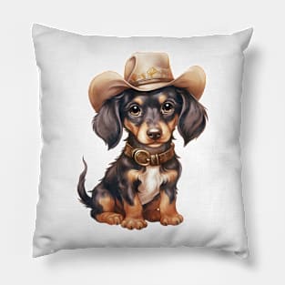 Cowboy Dachshund Dog Pillow