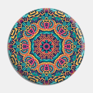 Colorful Oriental Rug Mandala Boho Pattern Pin