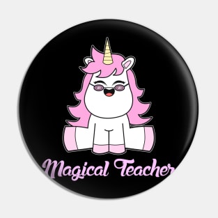 Pink Unicorn Glasses Teacher Pin