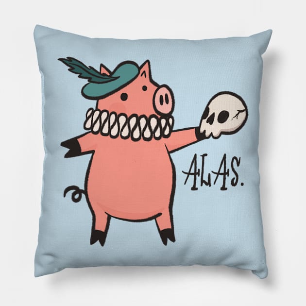 Alas, Pork Yorik! Pillow by Creighcreigh