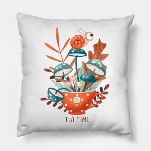 Tea Time (mushrooms and leaves) Pillow