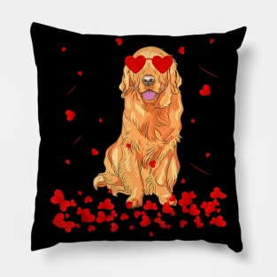 Golden Retriever Heart Valentines Day Pillow