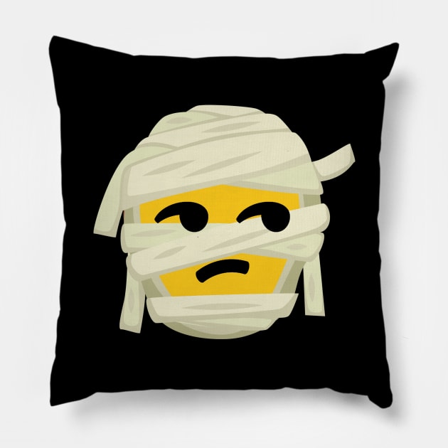 Mummy Emoji Smirk Face Costume Halloween Gift Pillow by Blink_Imprints10