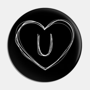 Letter U with heart frame in lineart style Pin