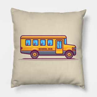 School Bus Cartoon Pillow