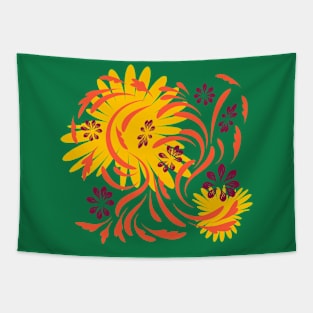 Folk flowers floral art print Flowers abstract art Tapestry