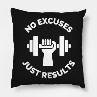 No Excuses Just Results Running Cross Country Fitness Gym Sport Motivation Inspirational Quote Pillow