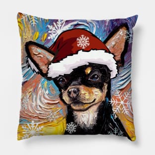 Black and Tan Shirt Hair Chihuahua Santa Pillow