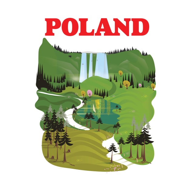 Poland landscape travel poster by nickemporium1