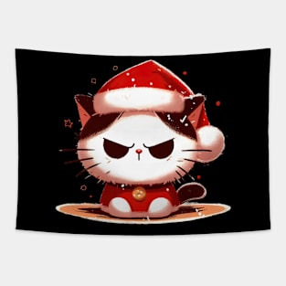 Grumpy christmas cat Tapestry